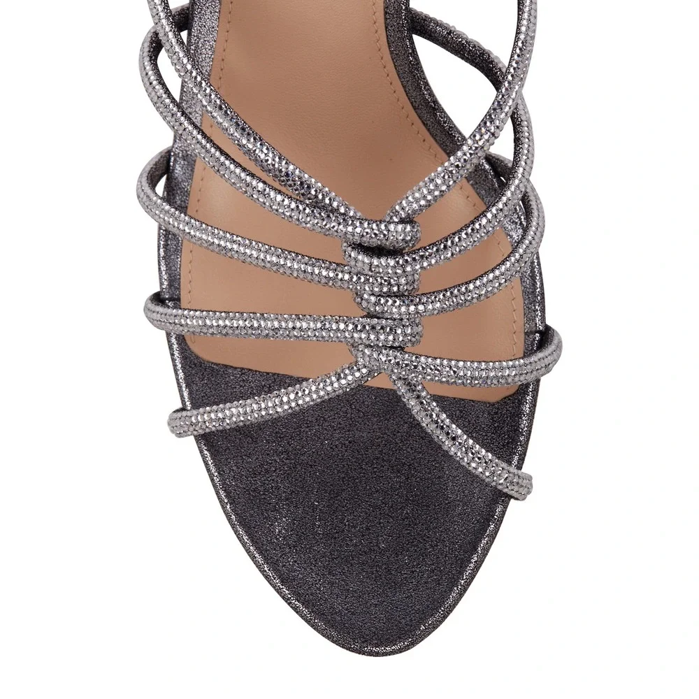 Veronica Beard Aneesha Gray Crystal Embellished Stiletto Sandals Size 5M